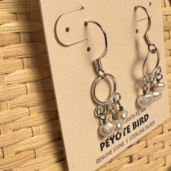 Peyote Bird Fresh Water Pearls Chandelier Hoops Sterling Silver Earrings Boho - Picture 3 of 9